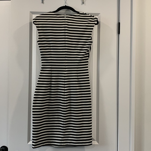 Calvin Klein Dress  - Black & White striped, sleeveless & fitted midi. - Picture 5 of 7